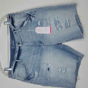 No Boundries Distressed Walking Bermuda Jean Shorts